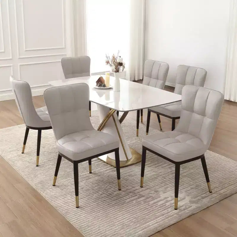 Bekrvio Esszimmerstühle 6er-Set, moderne gepolsterte Kunstledersitze mit hoher Rückenlehne, Metallbeine, armlose Küchenstühle für Wohn- und Esszimmer