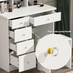 Schminktisch-Set mit LED-Beleuchtung, Spiegel und Hocker