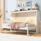 Doppelbett Murphy-Bett mit LED-Beleuchtung, kann in einen Schrank umgewandelt werden, Verstecktes Wandbett-Schrank für Gästezimmer