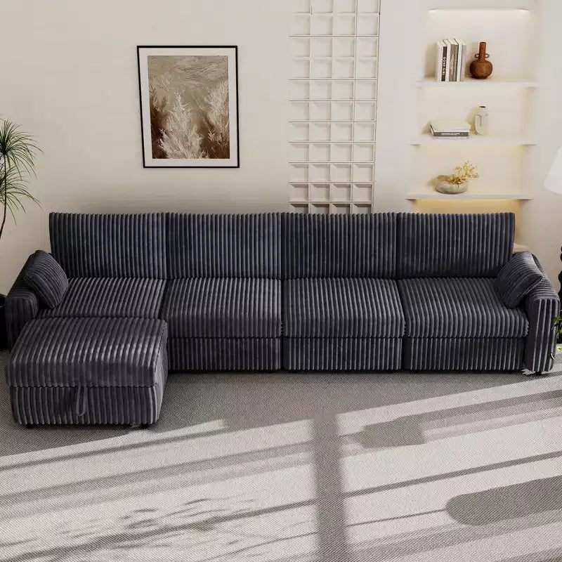 Dyonery Modulares Cord-Ecksofa mit waschbaren Bezügen