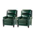 2er-Set Elisabete Modern Wingback Echtleder-Liegesessel mit Vintage-Nagelkopfleiste für Wohn- und Schlafzimmer | ART OF LIVING DESIGNS