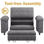 Dyonery 3-in-1 Schlafsofa, Ausziehbares Schlafsofa mit verstellbarer Rückenlehne
