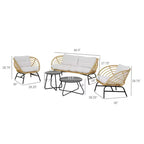 GRANDPATIO Outdoor 5-teiliges Korbsessel-Set mit Zweisitzer