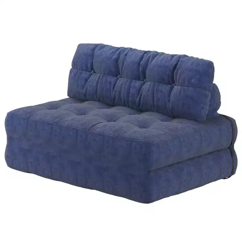 Klappbares Cord-Schlafsofa Futon, wandelbarer Bodenschlafsessel mit Kissen & Rückenlehne