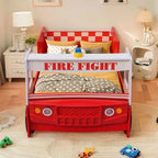 GDFStudio Juna Kinderbett "Feuerwehrauto" mit LED-Beleuchtung