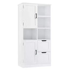 62 Zoll hoher Badezimmerschrank, freistehender Hochschrank mit Schublade & verstellbarem Regal, Vorratsschrank für Bad und Wohnzimmer