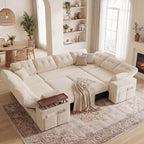 Dyonery 112 Modulares Schlafsofa mit Ausziehfunktion, U-förmiges Schnittsofa mit Stauraum, extra breite und tiefe Sitzflächen für das Wohnzimmer