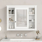 Moderner 36'' Badschrank mit Aufsatzwaschbecken und Spiegelschrank, 2 Türen und 2 Schubladen