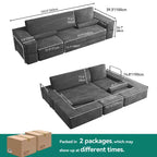 Verwandelbare Cloud-Sektionalcouch Bequemes Kord-Sektionalsofa Bequeme Couch mit tiefem Sitz & hohen Kissen Einfache Montage