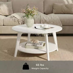 Honigbrauner runder Couchtisch mit 2 Ablageflächen, Maße 80 x 45 cm, ideal für das Wohnzimmer
