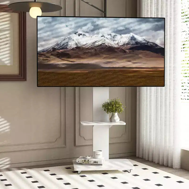 TV-Ständer für 32-75-Zoll-Fernseher, höhenverstellbarer mobiler TV-Wagen mit Schublade und Rollen für Wohnzimmer, Schlafzimmer, Büros -ModernLuxe