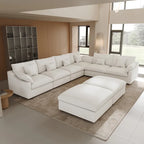 Großes Ecksofa aus Leinen für das Wohnzimmer-Set