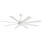 65-Zoll-LED-Deckenventilator mit 8 Flügeln, Licht und Fernbedienung, Schwarz