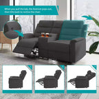 Beige/Graues 2-Sitzer Sofa mit Relaxfunktion aus Tech-Stoff, verstellbare Rückenlehne & Fußstütze
