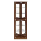 Eck-Vitrinenschrank, Kirsche/Nussbaum, 4-türige Glasvitrine