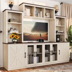Moderner TV-Ständer für 55-Zoll-Fernseher mit Ladestation, Medienkonsole mit großen Aufbewahrungsschränken, Entertainment-Center für das Wohnzimmer-Panipeachy
