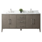 Vanity Art 72 Zoll Badezimmer-Waschtischunterschrank mit Doppelwaschbecken und Kunstmarmorplatte