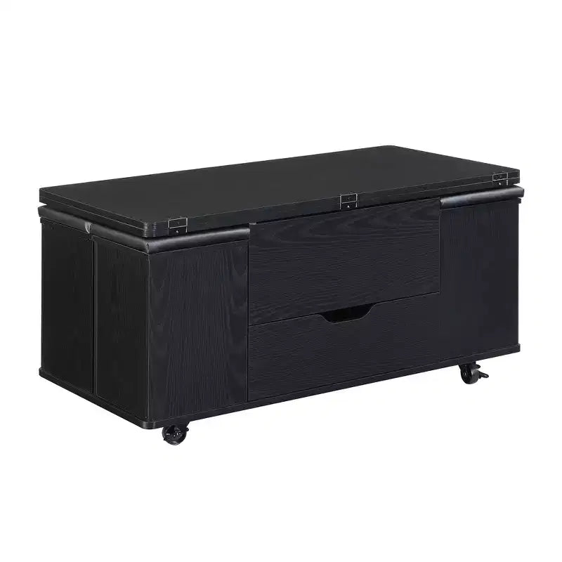 Multifunktionaler moderner Couchtisch mit Hebefunktion, verstecktem Stauraum, 4 Hockern und Rollen, perfekt für moderne Wohnbereiche