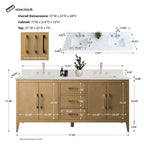 Vanity Art 72 Zoll Badezimmer-Waschtischunterschrank mit Doppelwaschbecken und Kunstmarmorplatte