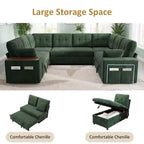 Dyonery 112 Modulares Schlafsofa mit Ausziehfunktion, U-förmiges Schnittsofa mit Stauraum, extra breite und tiefe Sitzflächen für das Wohnzimmer