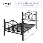Kinder-Metallbettrahmen mit Schmetterlings-Kopf- und Fußteil, kein Boxspringbett erforderlich