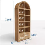72" geschwungenes Bücherregal mit Aufbewahrungsschublade, modernes 6-stöckiges Holzregal mit offenen Fächern und unterer Schublade, gebogene Schranktür