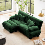L-förmiges Loveseat Sofa Chenille Sektionssofa mit Lendenkissen