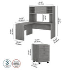 Echo L-Schreibtisch mit Aufsatz und Schubladen