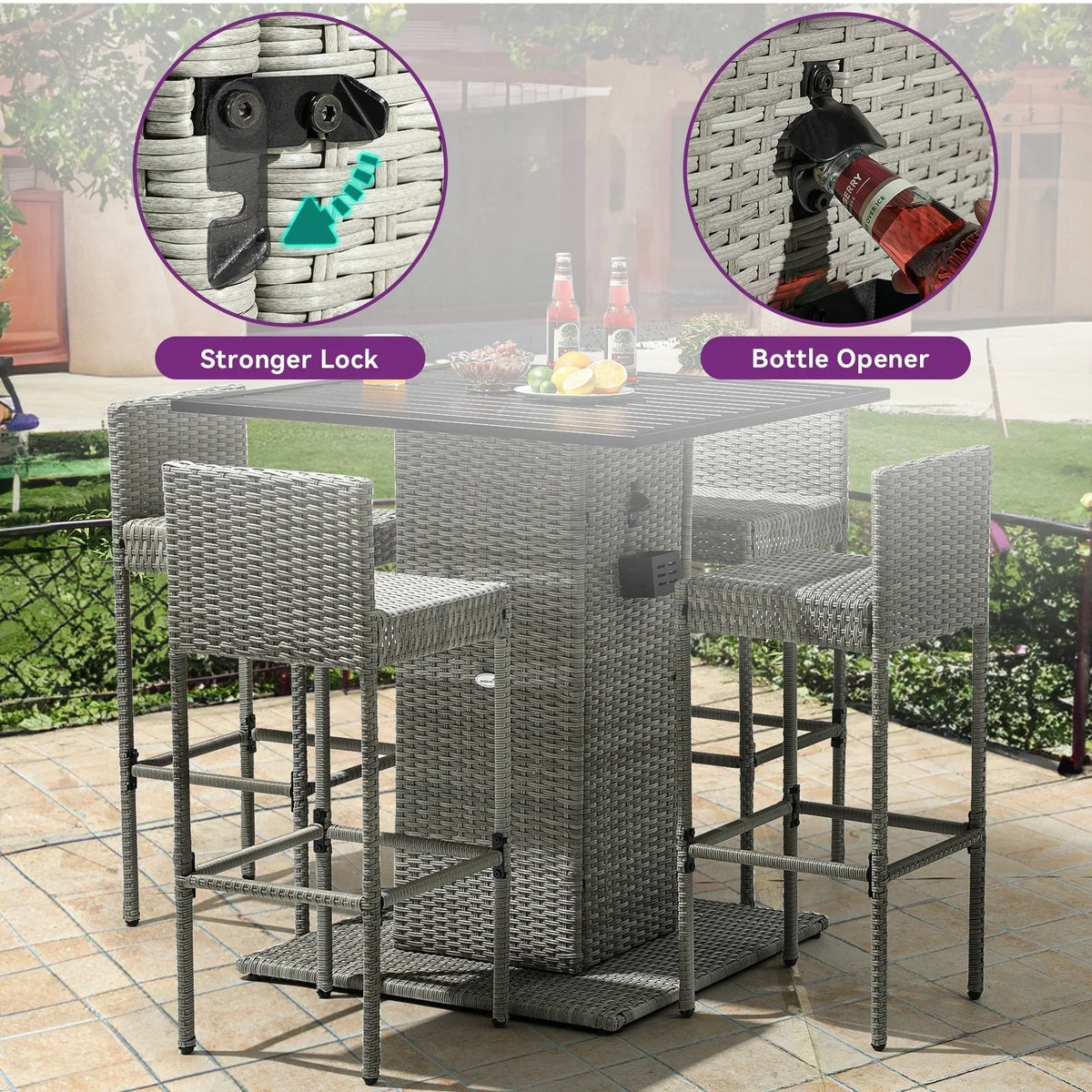 Moasis 5-teiliges Outdoor-Möbel-Set aus Polyrattan – 5-teilig