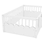 Bellemave Kinder-Bodenbett mit erhöhtem Zaun und Bücherregal, hölzernes Montessori-Bettgestell in Twin-Größe für Mädchen und Jungen