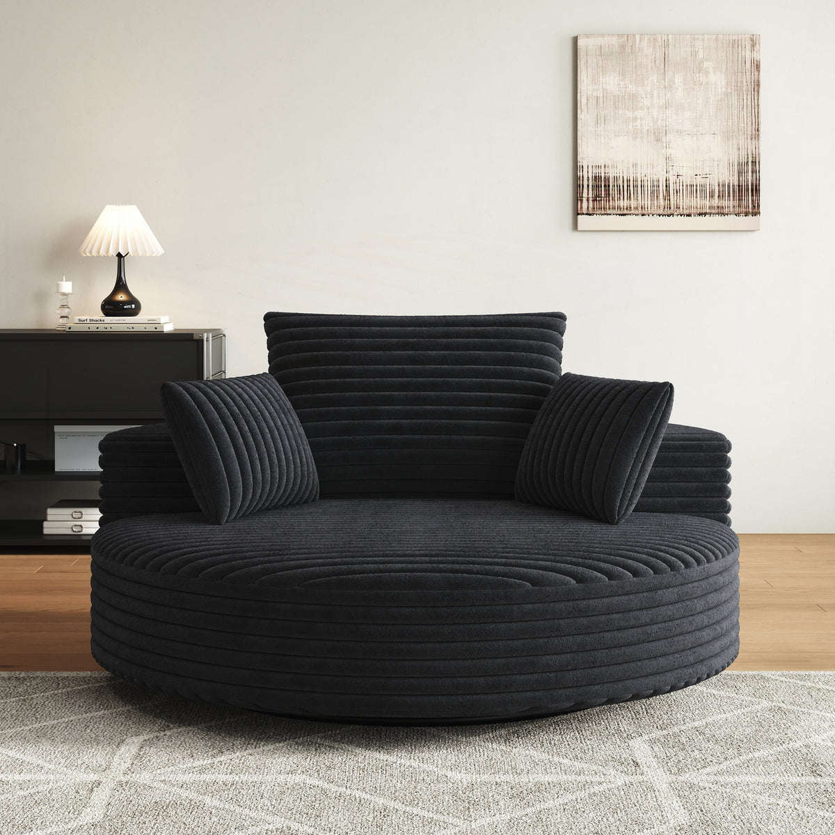 Einzelsessel aus Kord-Chenille-Schaumstoff, drehbar