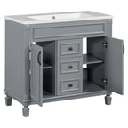 Moderner 36'' Badschrank mit Aufsatzwaschbecken und Spiegelschrank, 2 Türen und 2 Schubladen