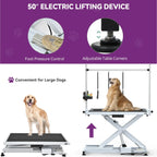 Professioneller elektrischer Hundepflegetisch für große Hunde, Hochleistungs-Haustierpflegetisch mit Hundefrisierarm aus Aluminium – 127 cm B