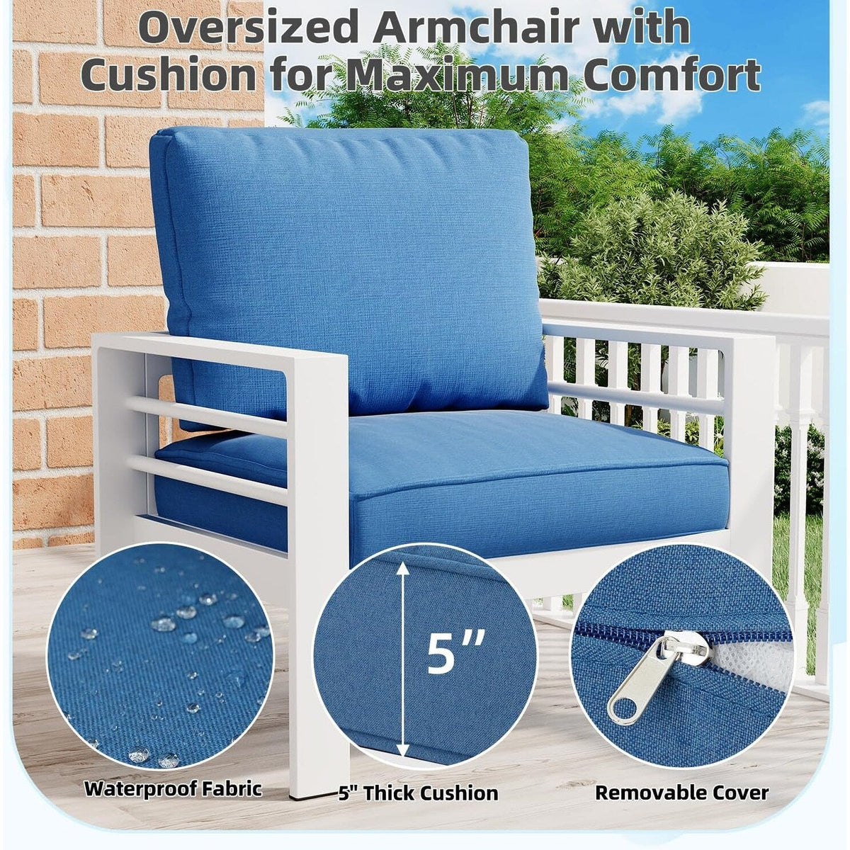 AECOJOY 7-teiliges Aluminium-Terrassenmöbel-Set Outdoor-Gesprächsgarnitur