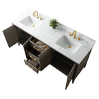 Vanity Art 72 Zoll Badezimmer-Waschtischunterschrank mit Doppelwaschbecken und Kunstmarmorplatte
