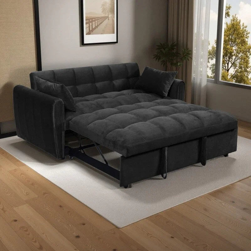 64.96 Samt 3-in-1-Schlafsofa mit verstellbarer Rückenlehne, Aufbewahrungstasche und 227 kg Tragkraft