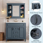 Moderner 36'' Badschrank mit Aufsatzwaschbecken und Spiegelschrank, 2 Türen und 2 Schubladen