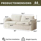 Dyonery 86 Cloud Loveseat Sofa, tiefer Sitz & breite Armlehnenkissen, stabiler Rahmen, atmungsaktives ergonomisches Design