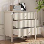 Heynemo Kommode mit 3 Schubladen, lackiert, 76 cm hoher Holz-Nachttisch mit Stauraum, breite moderne Kommode mit Kugelauszug