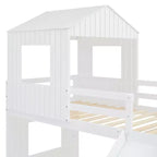 Luxystar Etagenbett aus Holz mit Spielhaus, Rutsche und Rausfallschutz