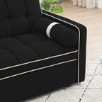 Samt-Schlafsofa zum Umbauen, 140 cm, 2-Sitzer, mit Ausziehbett, verstellbarer Rückenlehne, Seitentaschen und Handyhalterung