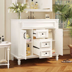 Moderner 36'' Badschrank mit Aufsatzwaschbecken und Spiegelschrank, 2 Türen und 2 Schubladen