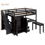Doppelbett-Hochbett mit Treppe, Bücherregal, Schreibtisch und Kleiderschrank – platzsparendes Multifunktionsmöbel für Kinder & Jugendliche – Weiß