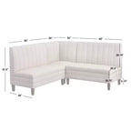 Lifestorey 4-teiliges Essgruppe Kerrington Channel Back Banquette Nussbaum/Creme: Leinenoptik-Stoff, Säulentisch
