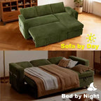 2-in-1 Schlafsofa zum Ausziehen mit Stauraum-Recamiere, Chenille-Ecksofa mit USB-Anschlüssen für das Wohnzimmer
