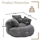 Sitzsacksofa für Erwachsene und Kinder, übergroßer Cord-Sitzsackstuhl mit 3 Kissen und Armlehne für Wohnzimmer und Schlafzimmer