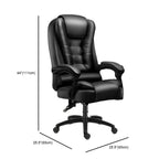 Ergonomischer Bürostuhl aus schwarzem Leder mit Fußstütze und Drehfunktion