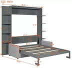 Whisen Modern Design Queen-Size Schrankbett mit Holzrahmen, Sofa und Regalen