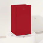 HOMCOM 90L Mini-Kühlschrank mit Gefrierfach, Kompakter Kühlschrank mit einer Tür und einstellbarem Thermostat für Schlafzimmer