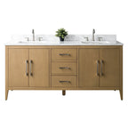 Vanity Art 72 Zoll Badezimmer-Waschtischunterschrank mit Doppelwaschbecken und Kunstmarmorplatte